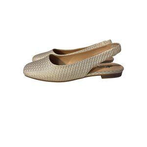 Womens Gold Textured Slingback Flats By Cliffs 8M